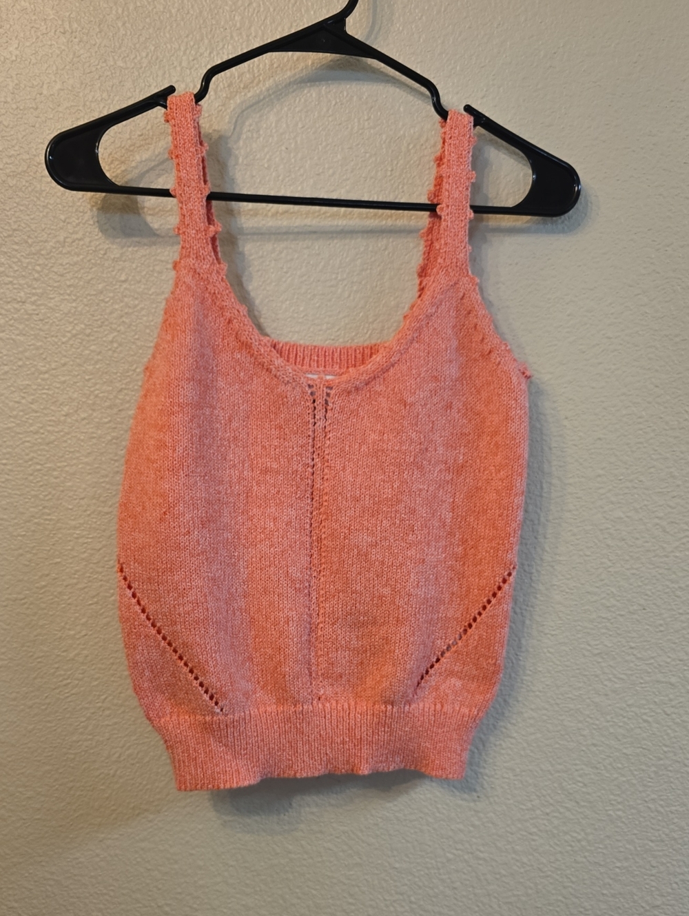 Soft Coral Knit Lace-Trim Tank Top